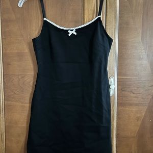 Black Picot Trim Mini Dress